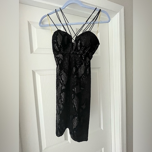 Nasty Gal Rare London Black Sequin Dress Size Small Bodycon LBD - Picture 4 of 6